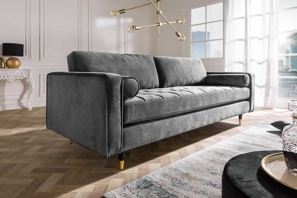 Design 3-Sitzer Sofa COZY VELVET 220cm Samt Federkern Lounge