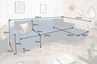 HEAVEN Large corner sofa 255cm gray linen fabric including cushions country house style