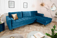 HEAVEN Large corner sofa 255cm gray linen fabric including cushions country house style