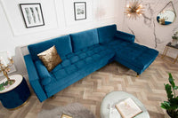 HEAVEN Large corner sofa 255cm gray linen fabric including cushions country house style