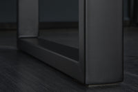 Massivholz Esstisch MAMMUT 200cm Akazie 3,5cm Tischplatte Baumkante Metall schwarz