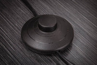 LEVELS Design Bogenlampe 205cm schwarz gold 5 neigbare Leinenschirme Stehlampe