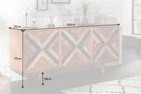 LONG ISLAND Elegantes Sideboard 160cm Mangoholz-Optik mit Retro Muster