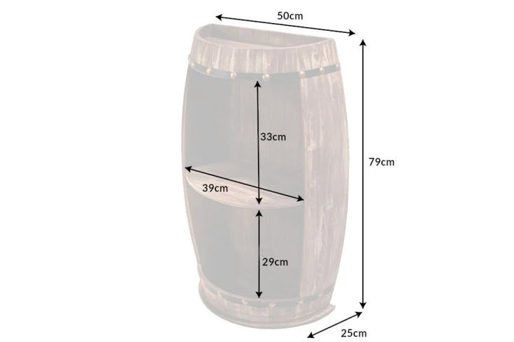 BODEGA Elegantes Regal 79cm natur Pinie halbes Weinfass Shabby Chic