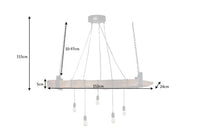 BARRACUDA Industrial hanging lamp 152cm recycled solid wood with 5 lights