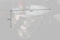 ABSTRACT Industrial coffee table 60cm antique brass in fish scale design