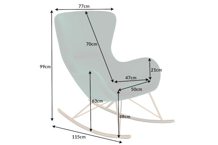 SCANDINAVIA SWING Design Schaukelstuhl Bouclé Sessel schwarz Metall