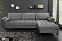 HEAVEN Large corner sofa 255cm gray linen fabric including cushions country house style