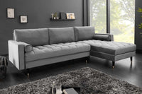 HEAVEN Large corner sofa 255cm gray linen fabric including cushions country house style