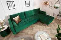 HEAVEN Large corner sofa 255cm gray linen fabric including cushions country house style