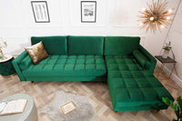 HEAVEN Large corner sofa 255cm gray linen fabric including cushions country house style