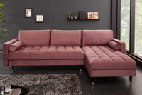 HEAVEN Large corner sofa 255cm gray linen fabric including cushions country house style