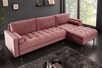 HEAVEN Large corner sofa 255cm gray linen fabric including cushions country house style