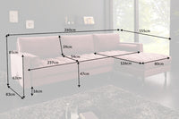 HEAVEN Large corner sofa 255cm gray linen fabric including cushions country house style
