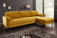 HEAVEN Large corner sofa 255cm gray linen fabric including cushions country house style