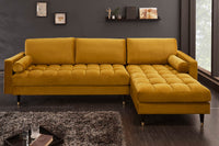 HEAVEN Large corner sofa 255cm gray linen fabric including cushions country house style