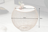 STORAGE Runder Couchtisch 50cm gold weiß Metall Tablett Beistelltisch mit Stauraum handmade