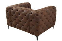 MODERN BAROCK Design Chesterfield Sessel 120cm antik braun Microfaser mit Federkern