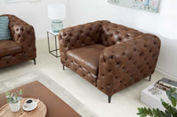 MODERN BAROCK Design Chesterfield Sessel 120cm antik braun Microfaser mit Federkern