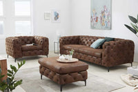 MODERN BAROCK Design Chesterfield Sessel 120cm antik braun Microfaser mit Federkern