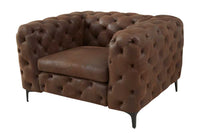 MODERN BAROCK Design Chesterfield Sessel 120cm antik braun Microfaser mit Federkern