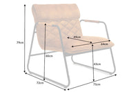 MUSTANG LOUNGER Retro Lounge Sessel grau Samt Wohnzimmersessel schwarzes Metallgestell