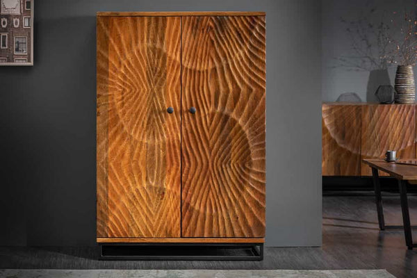 PURE Solid highboard 140cm Sheesham stone finish display case rosewood