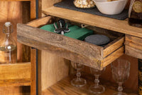 PURE Solid highboard 140cm Sheesham stone finish display case rosewood