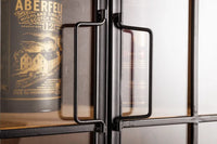 SEVEN SEAS Solid display cabinet 150cm natural pine industrial doors metal bar cabinet