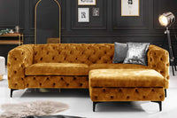 MODERN BAROCK Chesterfield Sofa 235cm senfgelb Samt 3-Sitzer Couch Federkern