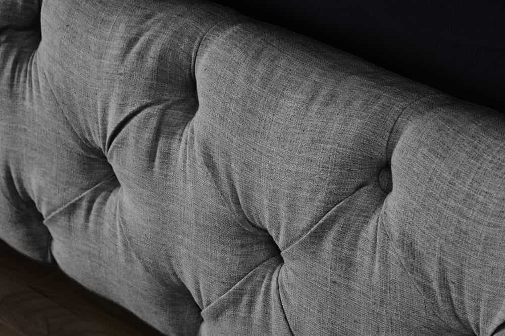 PARIS Design Boxbett 180x200cm grau Leinen Chesterfield Doppelbett