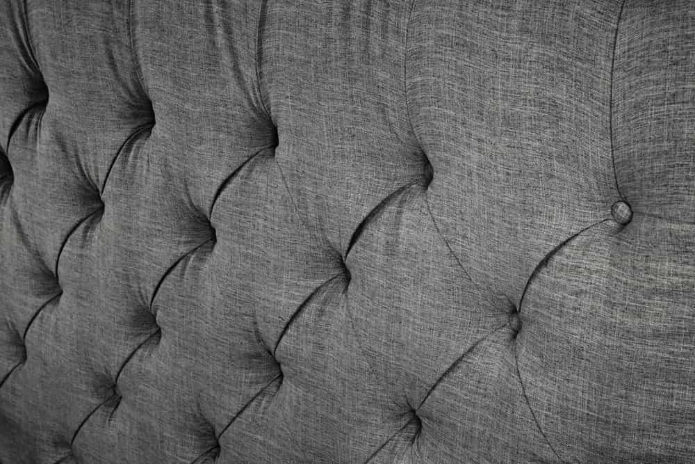 PARIS Design Boxbett 180x200cm grau Leinen Chesterfield Doppelbett