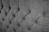 PARIS Design Boxbett 180x200cm grau Leinen Chesterfield Doppelbett