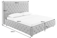 PARIS Design Boxbett 180x200cm grau Leinen Chesterfield Doppelbett