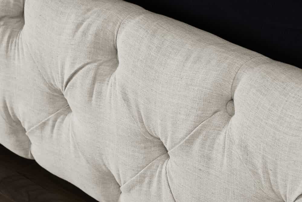PARIS Design Boxbett 180x200cm beige Leinen Chesterfield Doppelbett