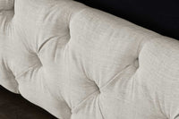 PARIS Design Boxbett 180x200cm beige Leinen Chesterfield Doppelbett
