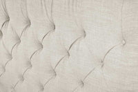 PARIS Design Boxbett 180x200cm beige Leinen Chesterfield Doppelbett