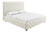 PARIS Design Boxbett 180x200cm beige Leinen Chesterfield Doppelbett
