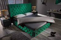 PARIS Design Boxbett 180x200cm dunkelgrün Samt Chesterfield Doppelbett