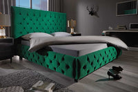 PARIS Design Boxbett 180x200cm dunkelgrün Samt Chesterfield Doppelbett