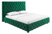 PARIS Design Boxbett 180x200cm dunkelgrün Samt Chesterfield Doppelbett