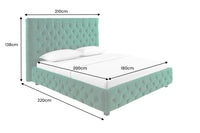 PARIS Design Boxbett 180x200cm dunkelgrün Samt Chesterfield Doppelbett