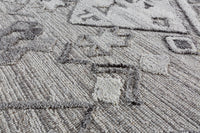 AZTECA Handgewebter Teppich 230x160cm grau Wolle geometrische Muster