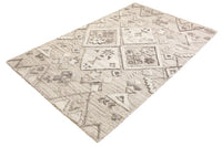 AZTECA Handgewebter Teppich 230x160cm grau Wolle geometrische Muster