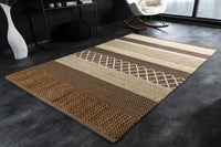INKA Handgewebter Teppich 230x160cm braun beige gestreift aus Hanf und Wolle