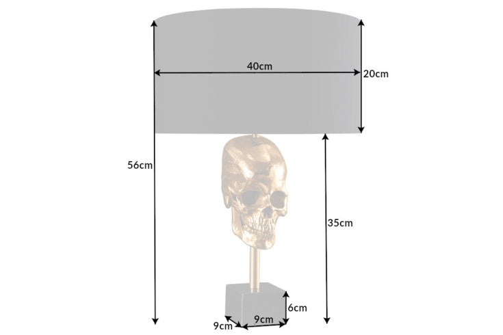 Extravagante Tischlampe SKULL 56cm schwarz gold Metall Totenkopf Skulptur Leuchte