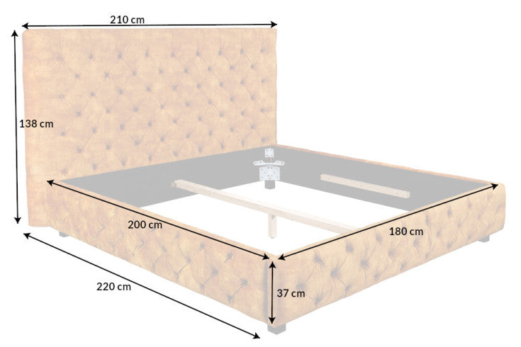 Kingsize Doppelbett PARIS Samt Chesterfield Design