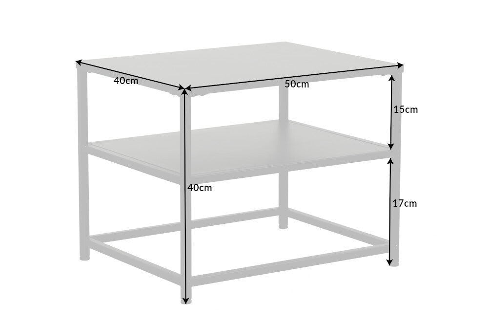 Moderner Beistelltisch DURA STEEL 50cm schwarz Metall mit Ablagefach