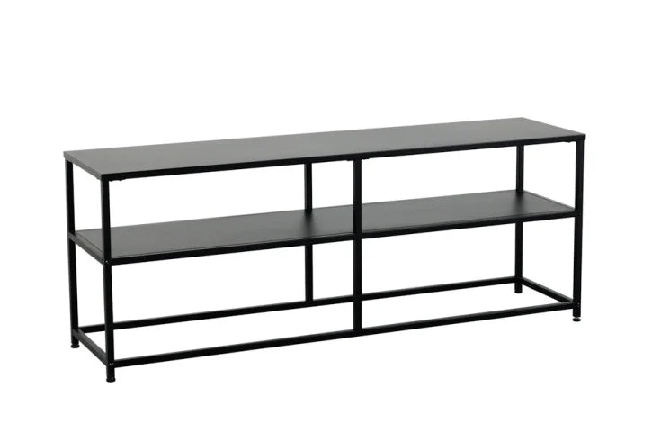 DURA STEEL Industrial Konsolentisch 120cm schwarz Metall TV-Regal mit zwei Ablagen