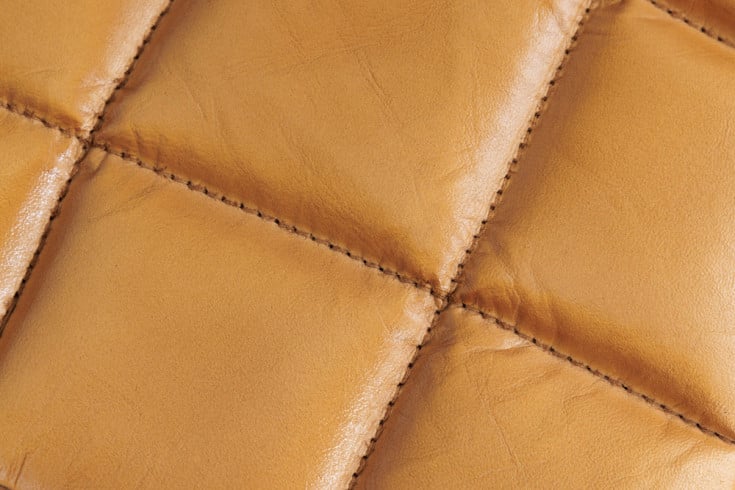 RIDER Retro Hocker 40cm braun Echtleder mit Ziersteppung